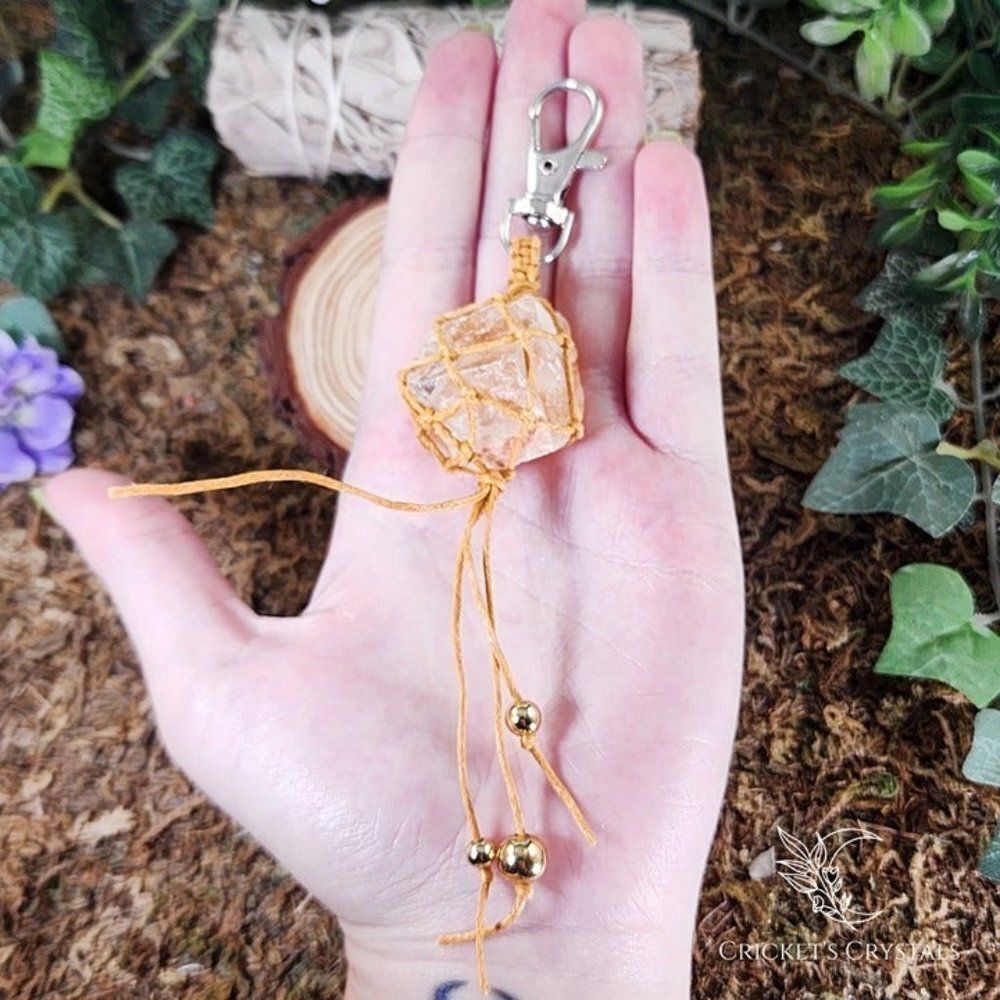 Raw Citrine Crystal Keychain #14